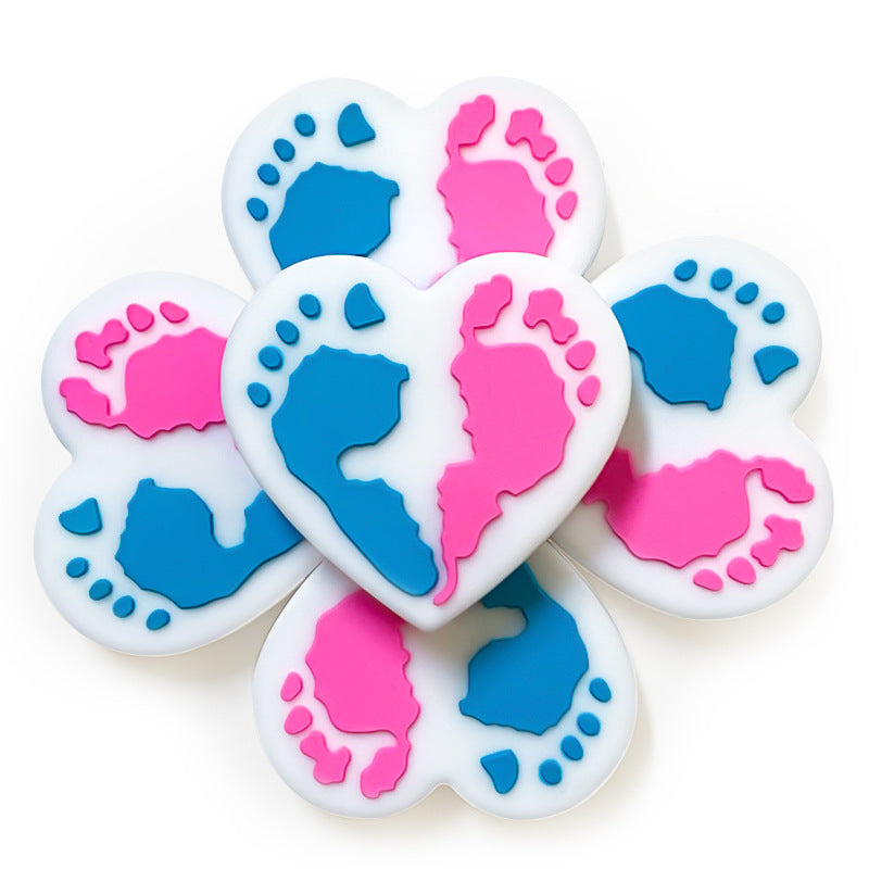 Wholesale 10PCS Love Footprint Silicone Beads ACC-BDS-WDX007