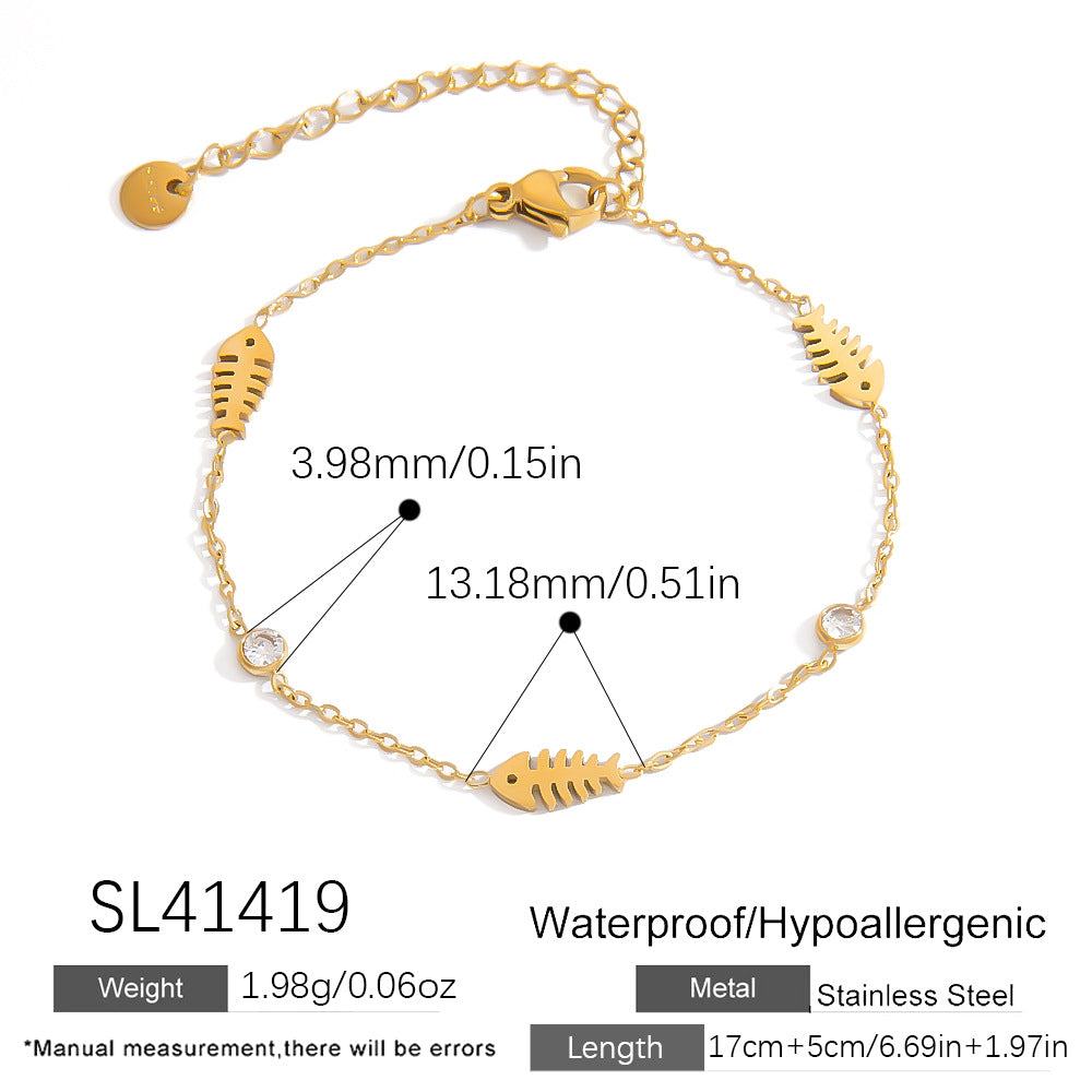 Wholesale Stainless Steel Double-Layer Natural Stone Starfish Pendant  Bracelet