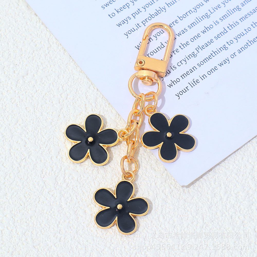 Wholesale Zinc Alloy Oil Dripping Flower Keychain Double-Sided Pendant Bag Charm