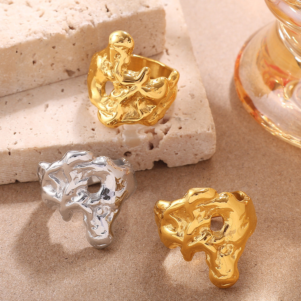 Wholesale  Simple Versatile High-End Rings Stainless Steel Minimalist Luxury Fashion Irregular Rings Jewelry