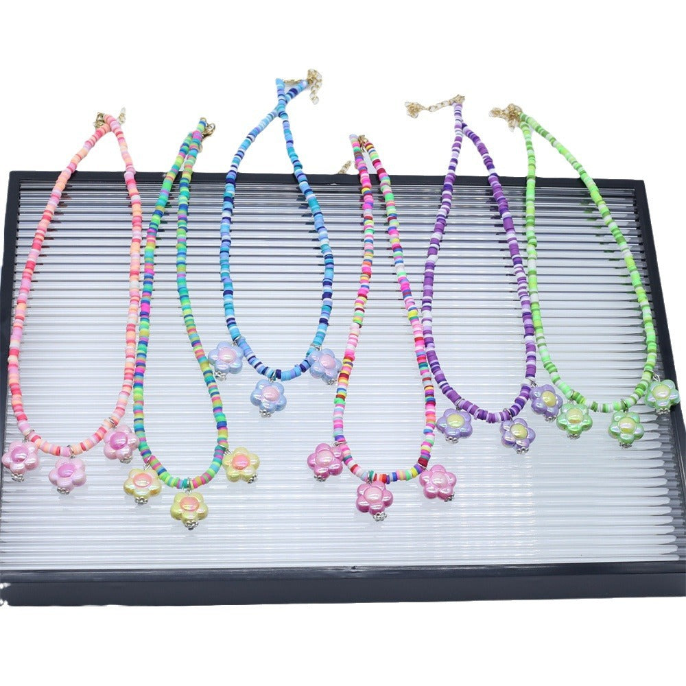 Wholesale  flower beaded necklace necklace colorful pottery necklaces