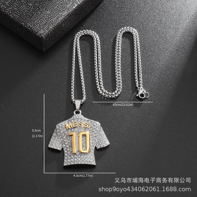 Wholesale   gold-plated diamond football pendant necklace