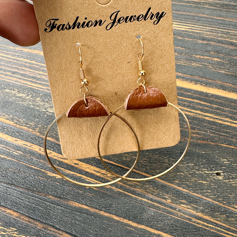 Wholesale metal leather hoop earrings