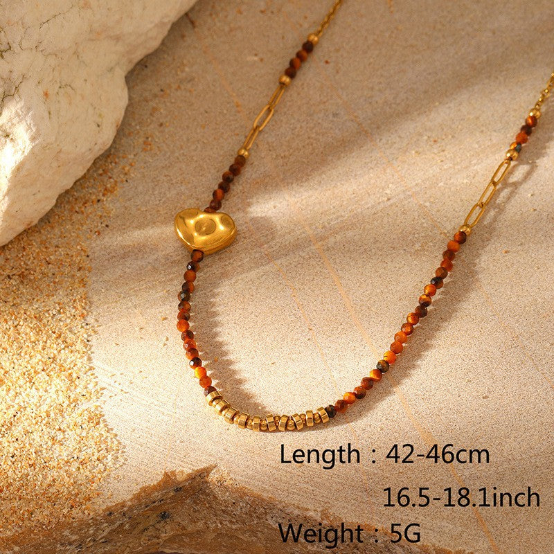 Wholesale Multi-Layered Colorful Natural Stone Titanium Steel Pendant Necklace