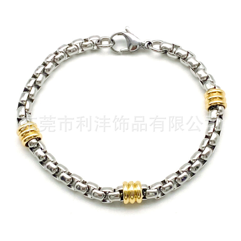 Wholesale Bold Chain Gold-Plated Stainless Steel Pearl Bracelet and Necklace Set Fashion Accessory Boutique Resale
