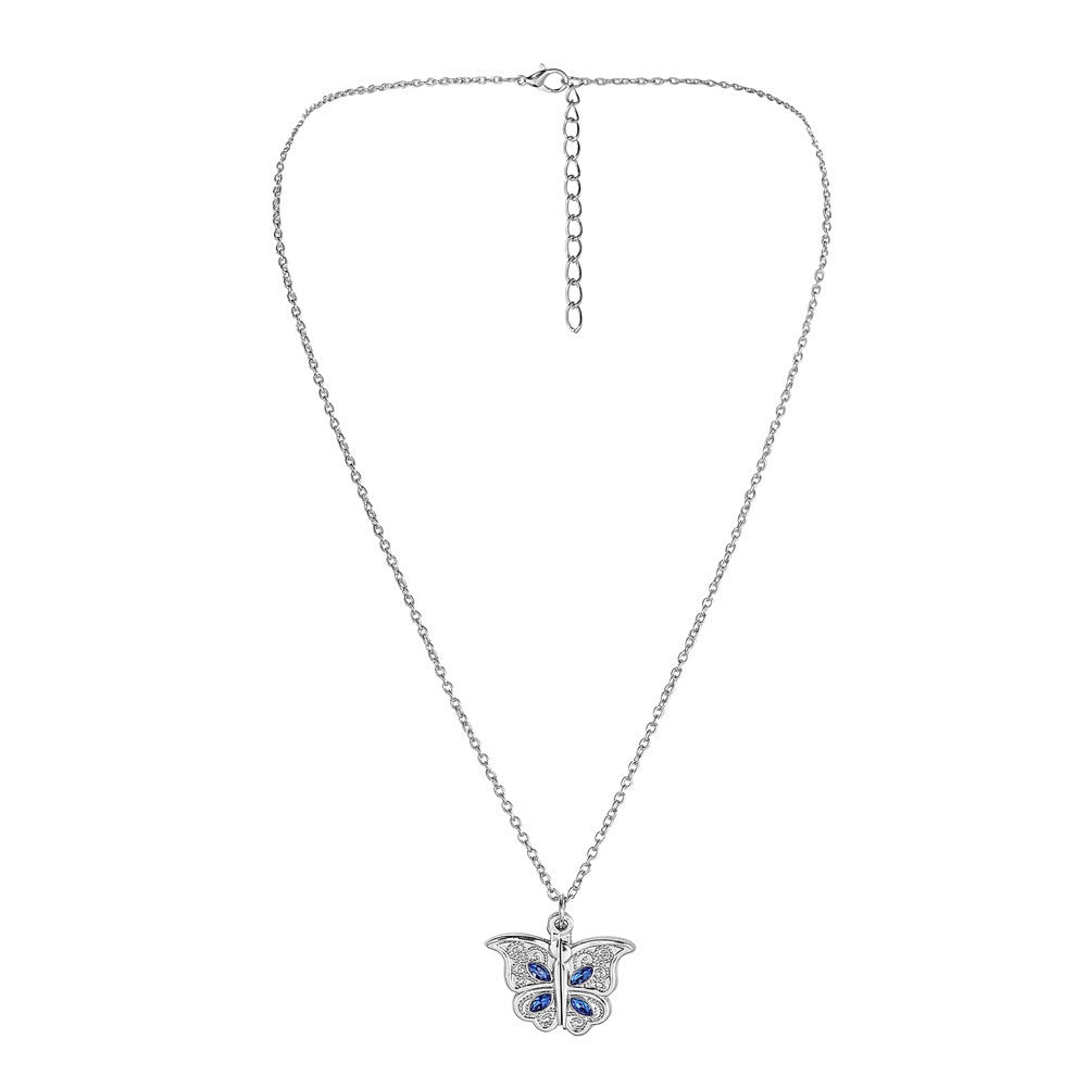 Wholesale metal diamond butterfly love open photo box pendant necklace