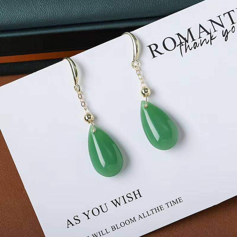Wholesale Electroplated Water Drop Jasper Earrings Retro Style Chinese Elegant Gift for Mom