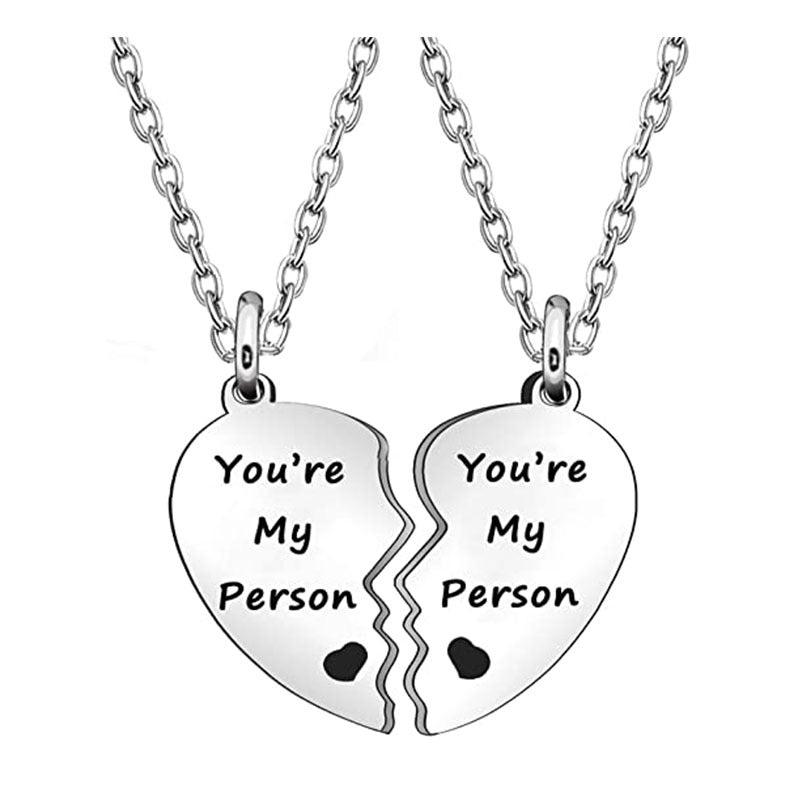 Wholesale stainless steel heart-matching couple necklace