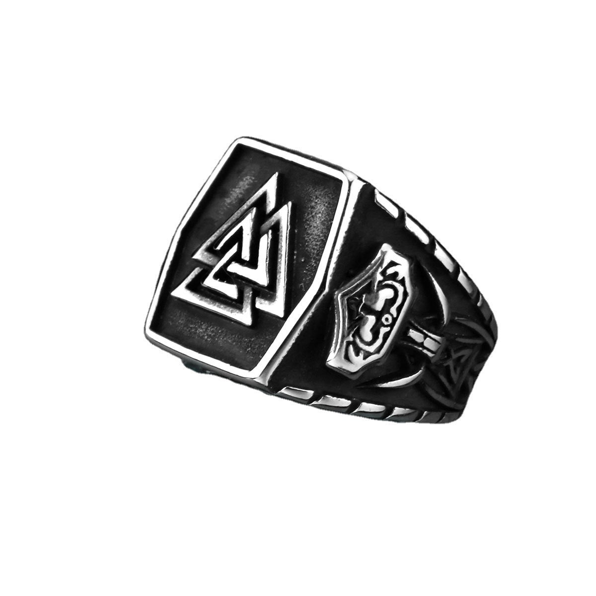 Wholesale  Titanium Steel Ring  Thor's Hammer Men's Fashion Retro Ring