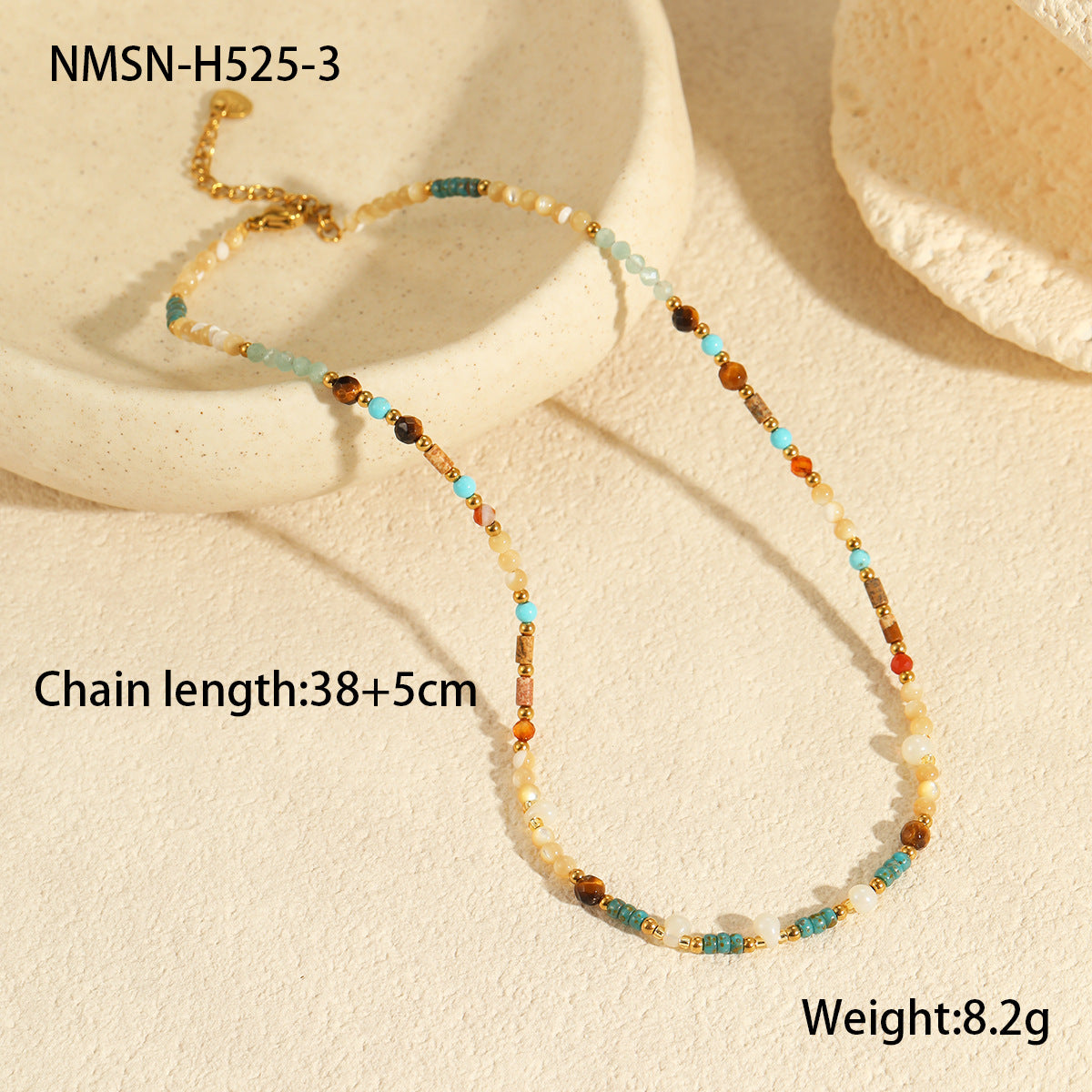 Wholesale  Light Luxury  Natural Stone Necklace Stainless Steel Clavicle Chain