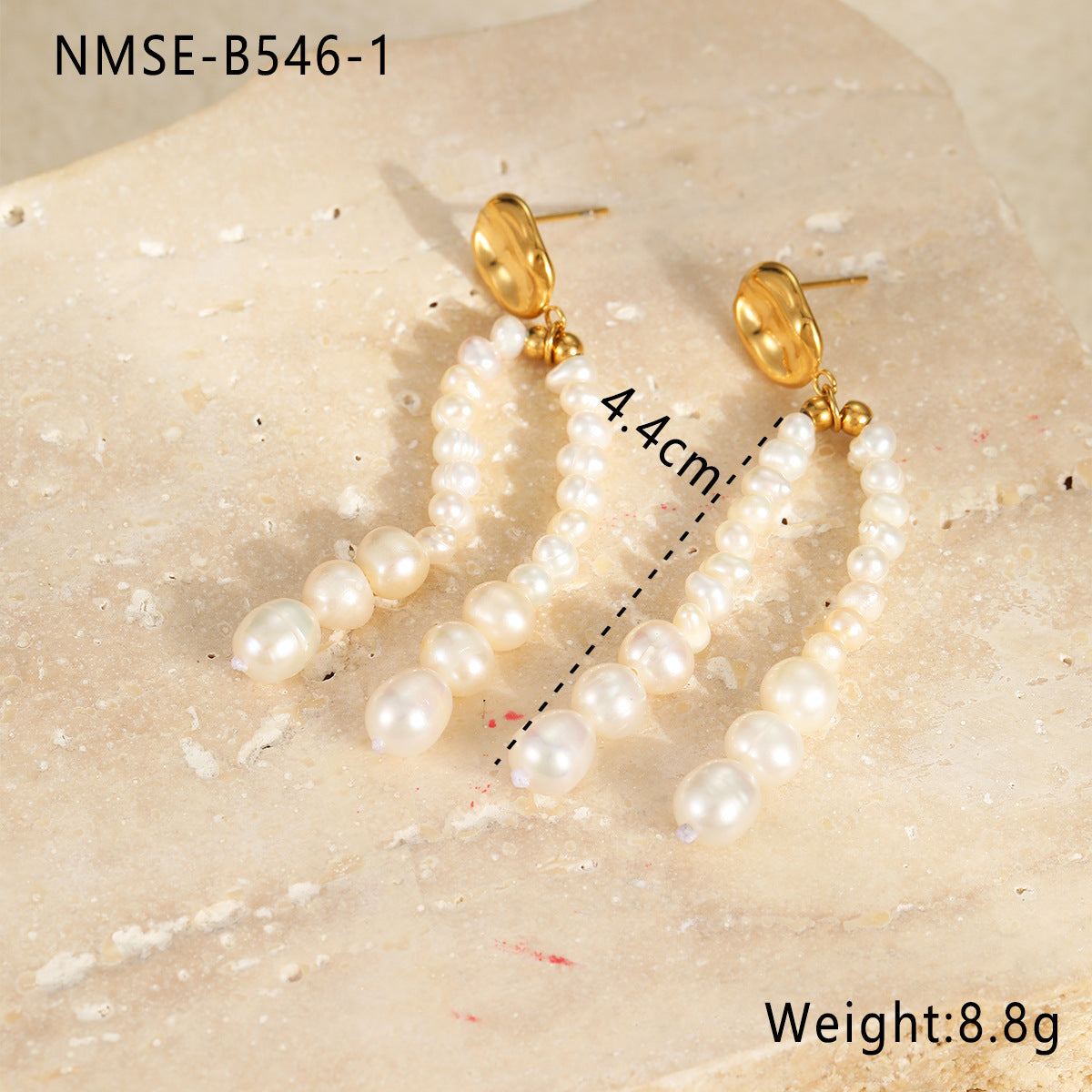 Wholesale Stainless Steel  Light Luxury Natural Freshwater Pearl Rice Beads Tassel Earrings