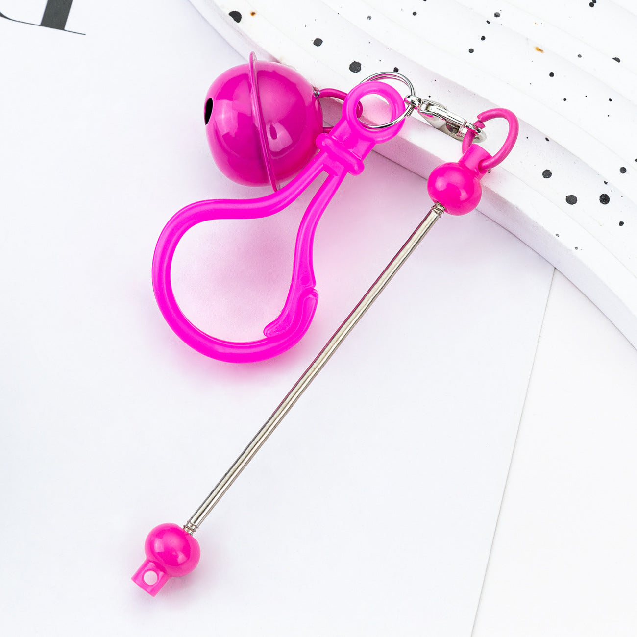 Wholesale DIY Beaded Bell Keychain Candy Color Plastic Keychain