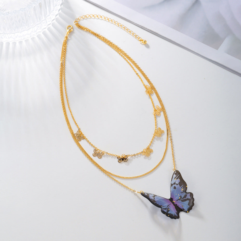Wholesale Vintage Multi-layer Butterfly Pendant Clavicle Chain Alloy Necklaces ACC-NE-ZhuJi012
