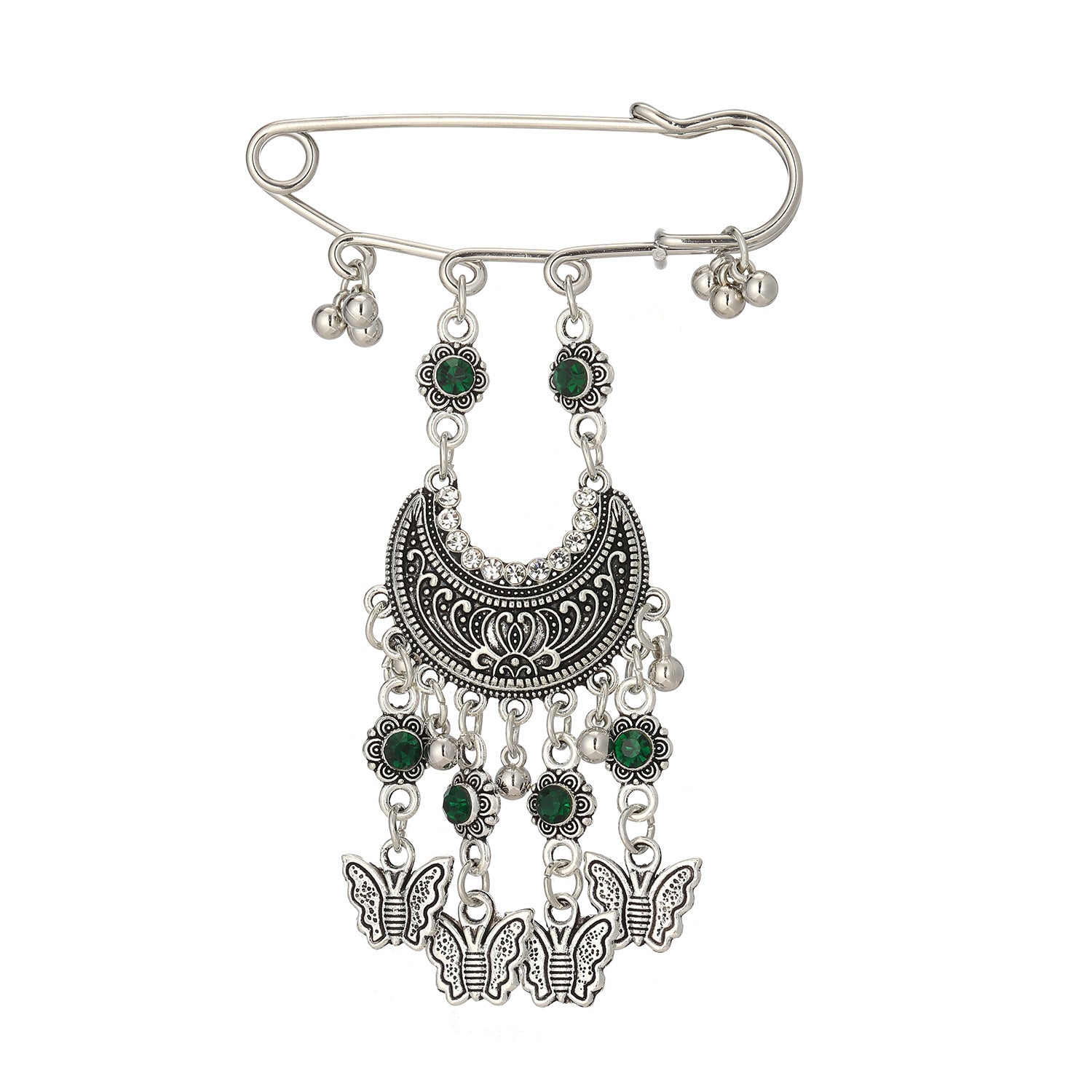 Wholesale Zinc Alloy Electroplated Ethnic Bohemian Butterfly Bell Tassel Brooch Pin for Women Party Stylish Accessory