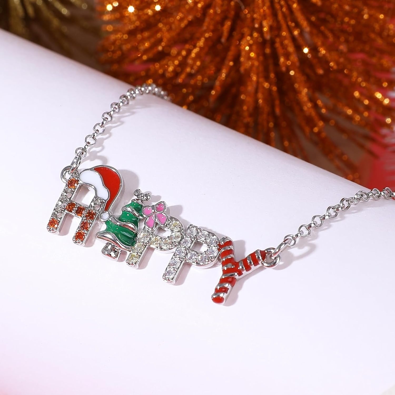 Wholesale Christmas  Tree Letter Necklace
