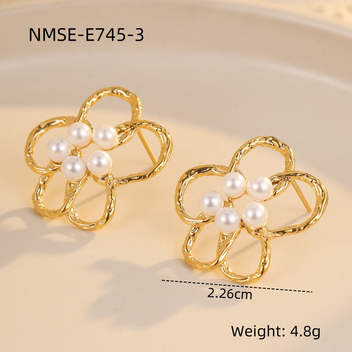 Wholesale stainless steel earrings geometric flowers pearl  earrings