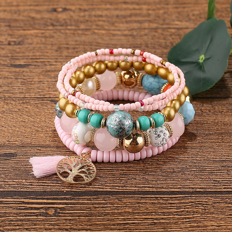 Wholesale Bohemian Beaded Tassel Tree of Life Bracelet