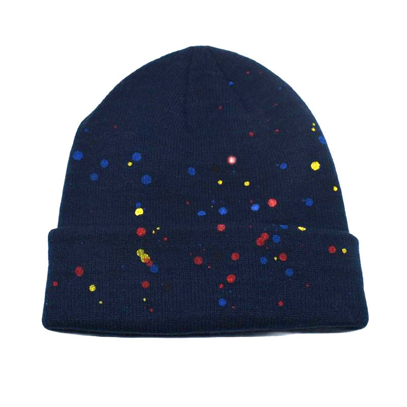 Wholesale  colorful polka dot graffiti knitted hat