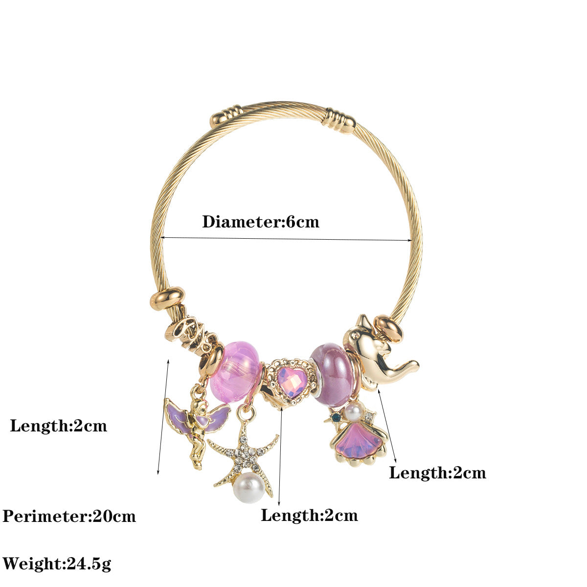 Wholesale Trendy Pearl Shell Starfish Bird Charm Bracelet Rhinestone Alloy Jewelry Accessory Gift
