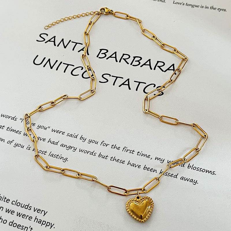 Wholesale stainless steel golden peach heart pendant necklace