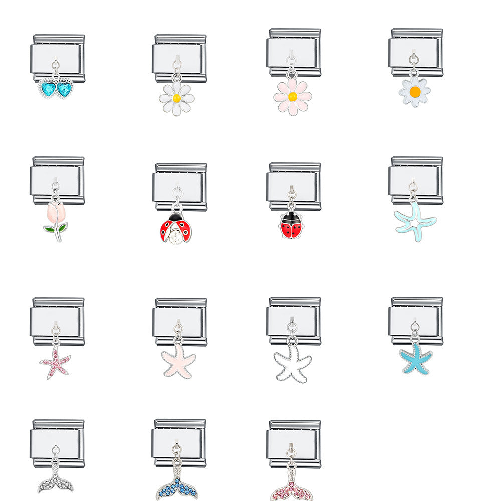 Wholesale Italian Charm Bracelet 9mm DIY Splicing Cute Creative Pendant Stainless Steel Composable Bracelet