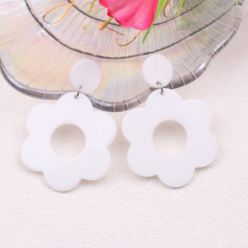 Wholesale Flower Hollow Earrings Earrings Acrylic  Simple Style Sweet and Fresh Earrings