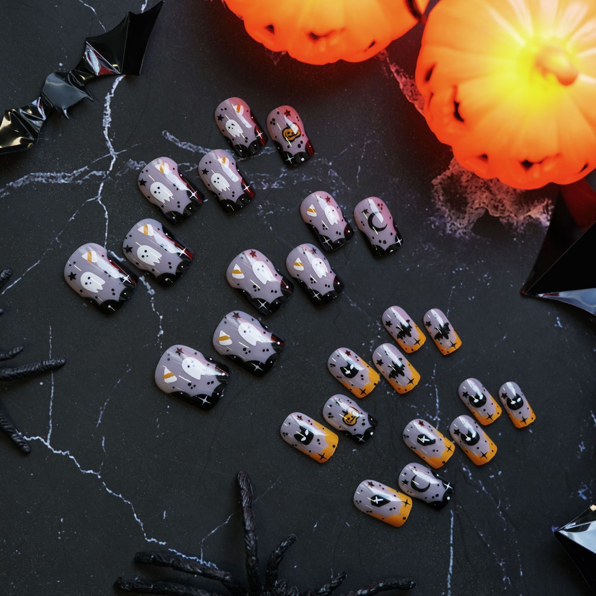 Wholesale 24 Pieces/ box  Ghost Pumpkin Nails Kits Nail Stickers