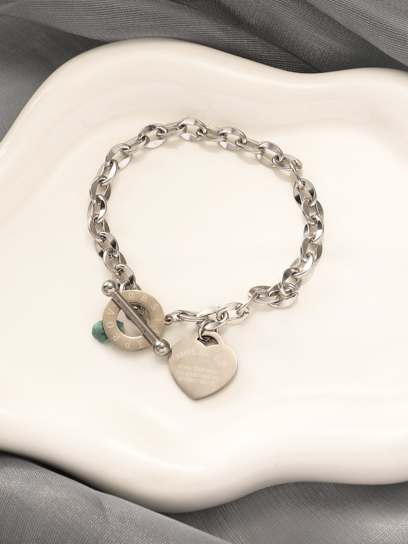 Wholesale Stainless steel heart tag bracelet
