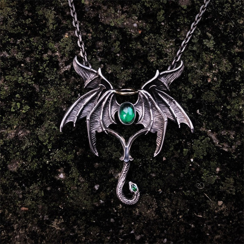Wholesale Retro Six-Winged Angel Inlaid Turquoise Necklace