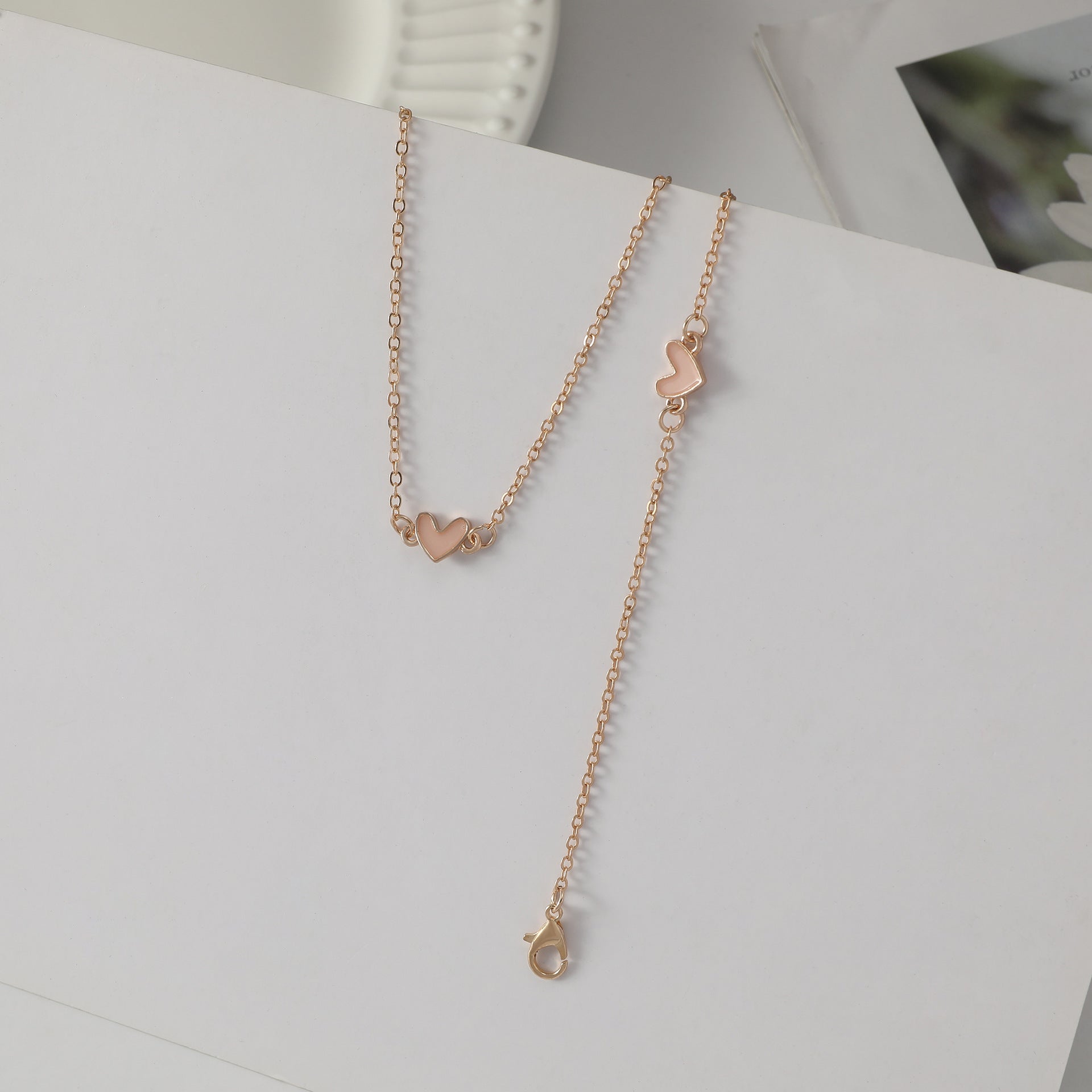 Wholesale Love Necklace  Oil Dropping Small  Heart Necklaces Bracelet  Jewelry