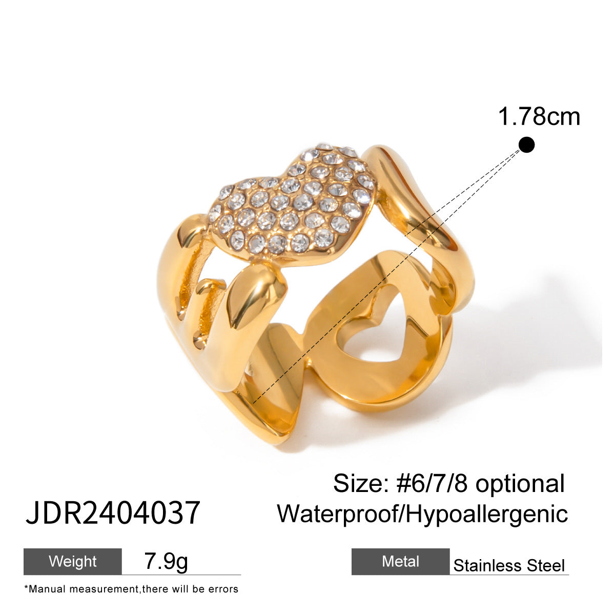 Wholesale  18k gold stainless steel LOVE word diamond ring