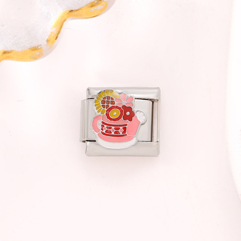 Wholesale 10pcs Italian Charm Bracelet 9mm DIY Splicing Removable Little Fox Stainless Steel Composable Bracelet