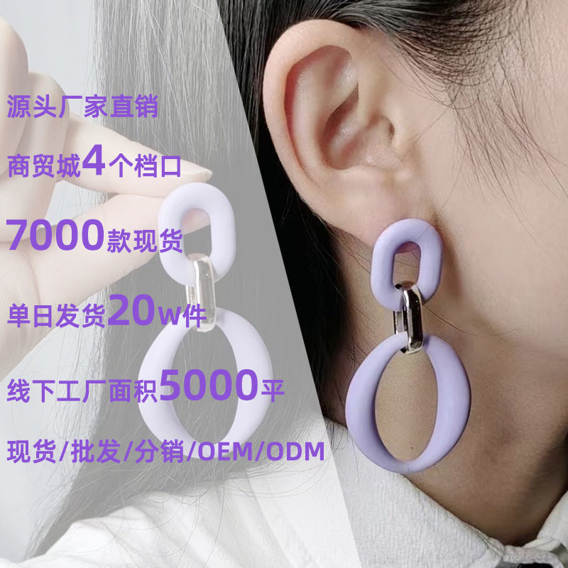 Wholesale Buckle Spray Paint Acrylic Fresh Earrings