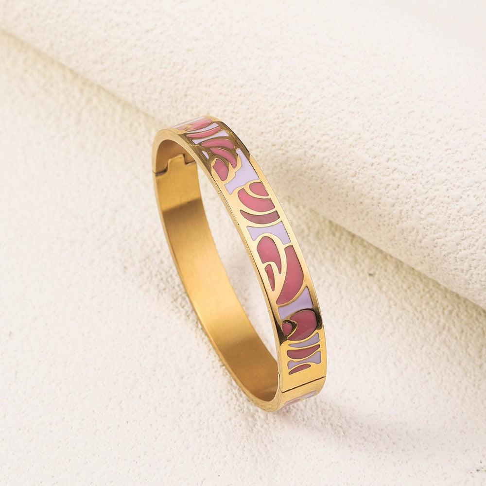 Wholesale Niche Light Luxury Stainless Steel Enamel Oil Drip Bracelet ACC-BT-RuiX005