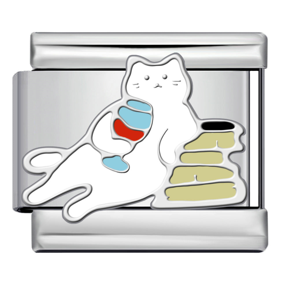 Wholesale 9mm Italian Charm Starter Bracelets DIY Cute Cat Stainless Steel Composable Bracelet