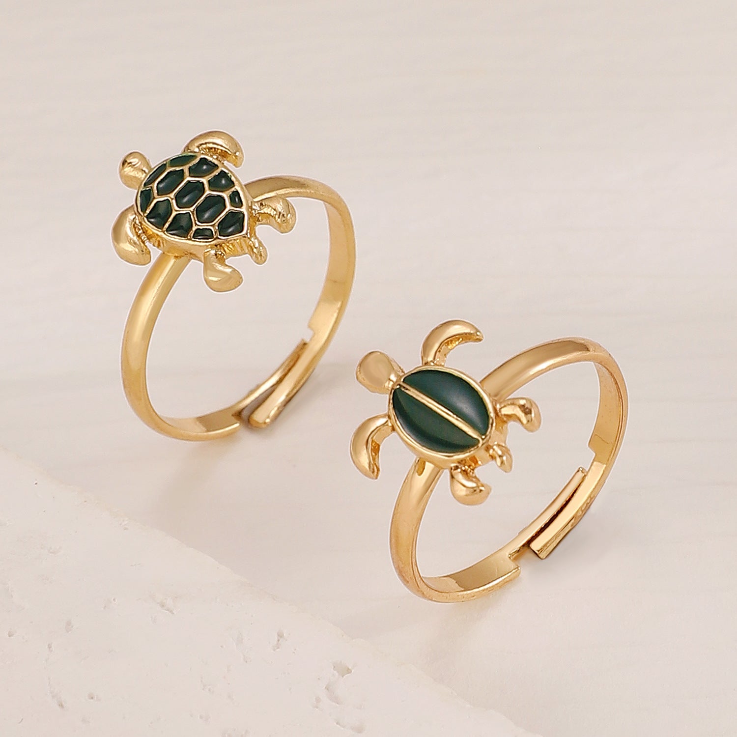 Wholesale Two Cute Turtles Stacked Rings
