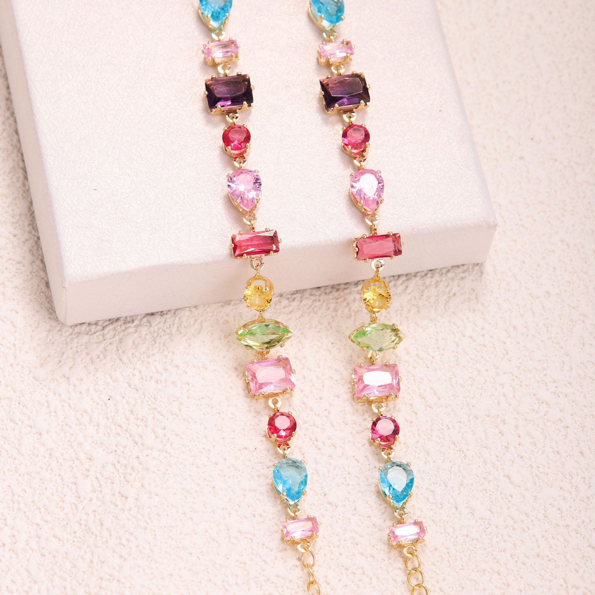 Wholesale Copper Zircon Bracelet Rainbow Geometric Design Women' s Jewelry Accessory