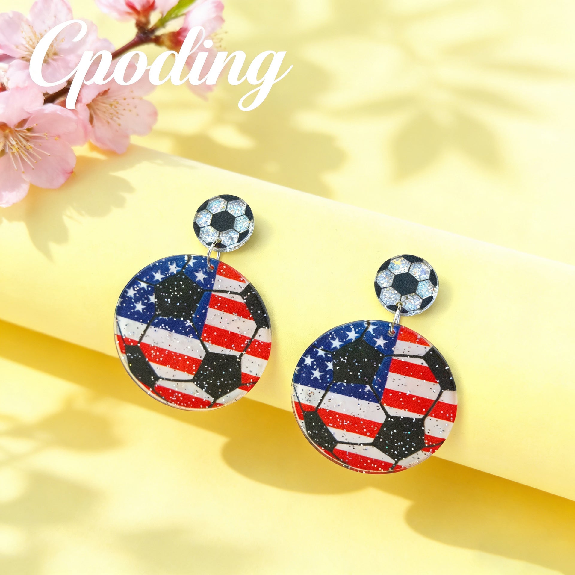 Wholesale US Canada Mexico World Cup Asian Football Champion Earrings