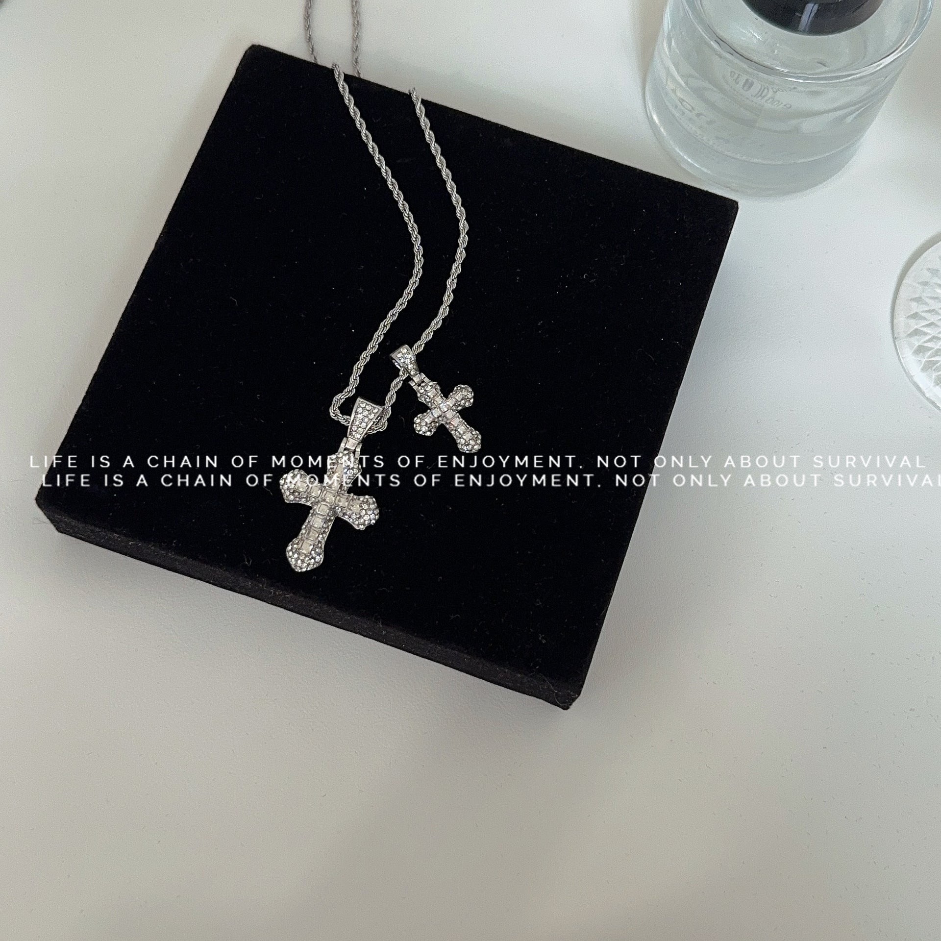 Wholesale  hip hop full diamond cross personality  necklace