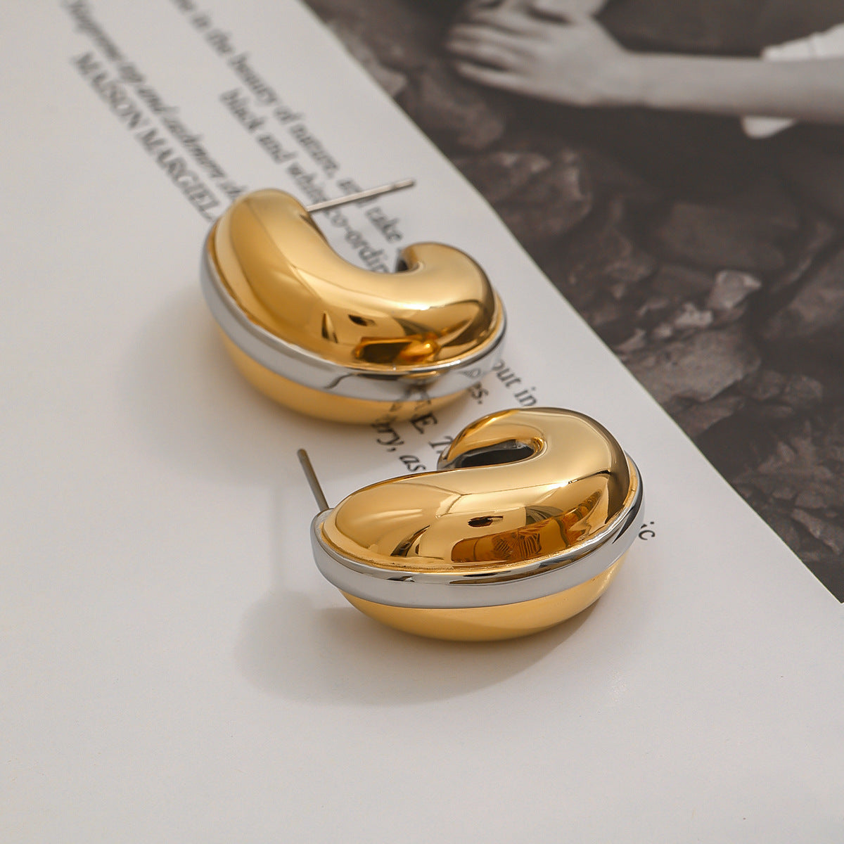 Wholesale 18K gold stainless steel gold and silver color  drop earrings