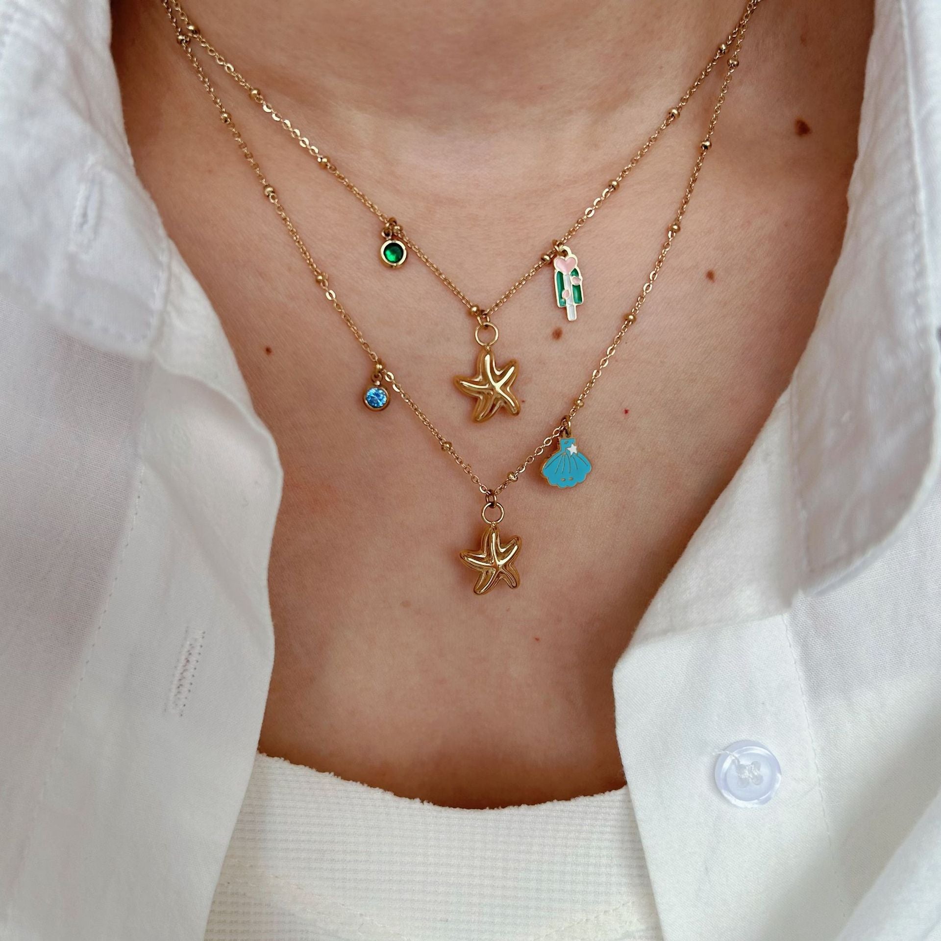 Wholesale Marine Elements Series Jewelry  Light Luxury Niche Stainless Steel Oil Drop Necklace