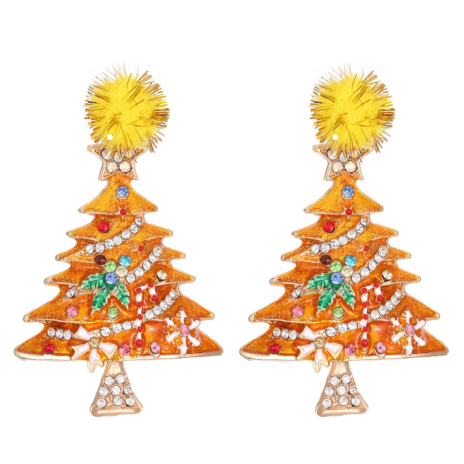 Boucles d'oreilles arbres de Noël incrustées de diamants créatifs en gros