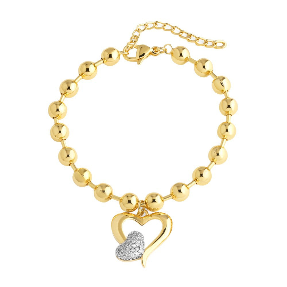 Wholesale 18K Gold Plated Copper Heart Cross Bracelet