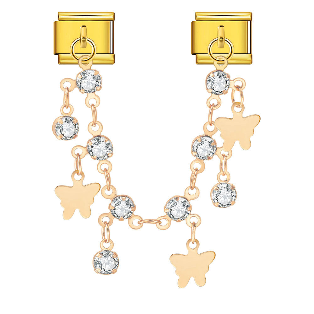 Wholesale  Italian Charm Bracelet 9mm DIY Butterfly Star Shape   Creative Stainless Steel Composable Bracelet