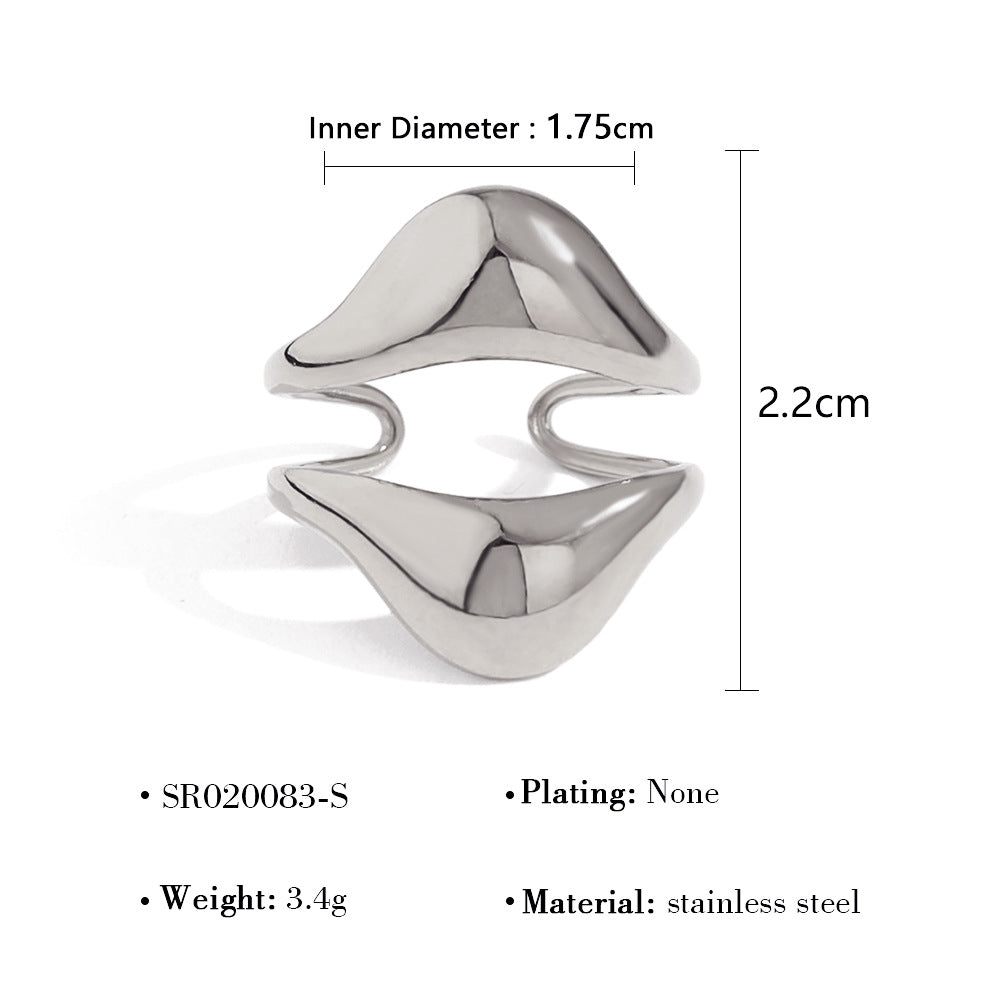 Wholesale 18K gold  mirror titanium steel opening ring design geometric arc ring suit