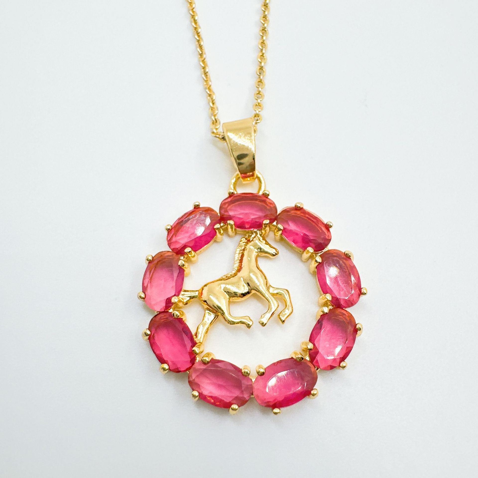 Wholesale Zodiac Horse Pendant Necklace Gold Plated Copper Light Luxury Jewelry Accessory Boutique Resale Gift