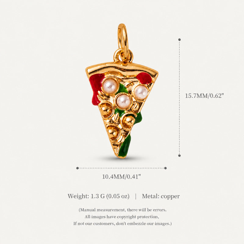 Wholesale Trendy Korean Style Fruit Dessert Pendant Charms Donut Pizza Cake Design Plated Copper DIY Jewelry Accessory For Bracelet Necklace Making Gift Boutique Resale