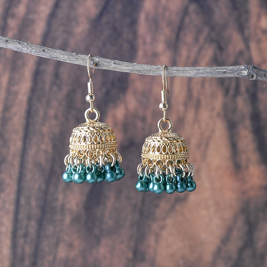 Wholesale Retro Indian Classic Tassel Small Bead Pendant Earrings