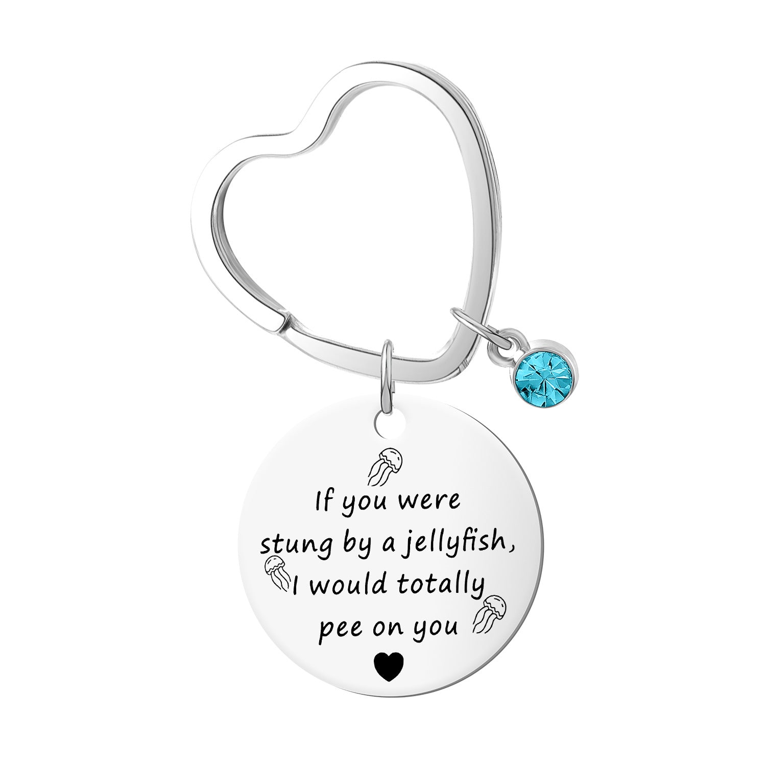 Wholesale Heart Shaped Keychain Blue Diamond Mother's Day Metal Engraving Keychain
