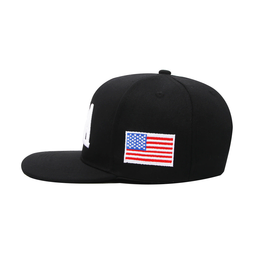 Wholesale  baseball cap embroidered USA flat brim hat